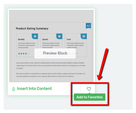 Content Block Favorit kennzeichnen